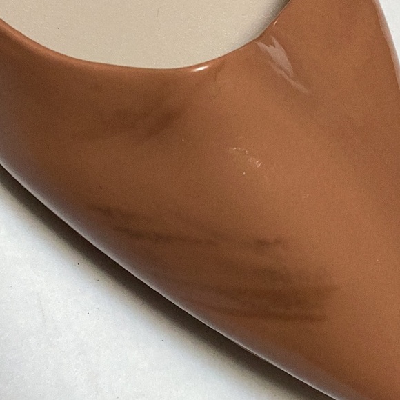 Calvin Klein Bessie Natural Almond Tan Patent Mini Snake Wedge Pump Sz 8.5 NWOT - Picture 4 of 12